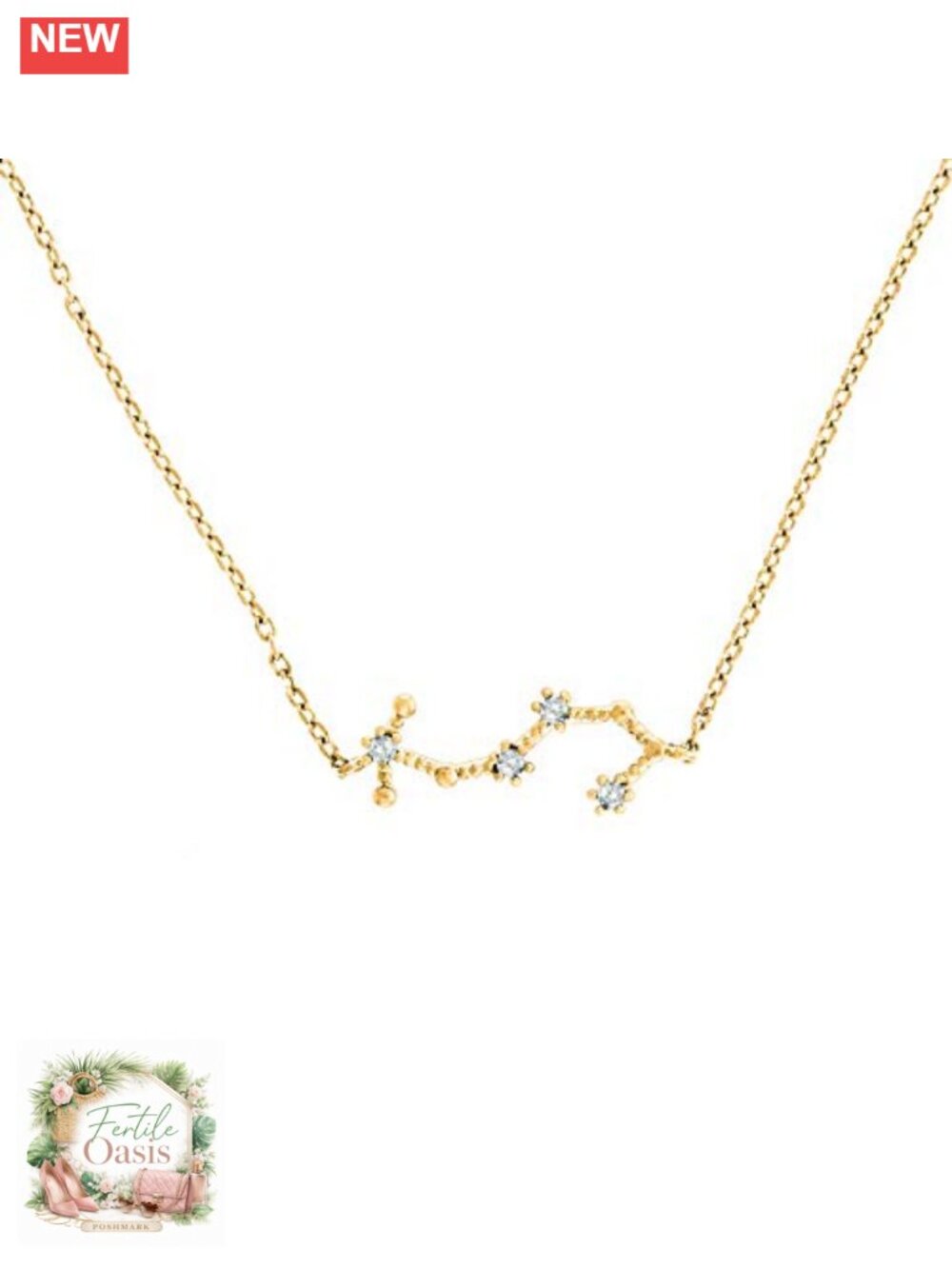 14K Gold Plated Pendant Necklace CZ Choker Constellation Zodiac